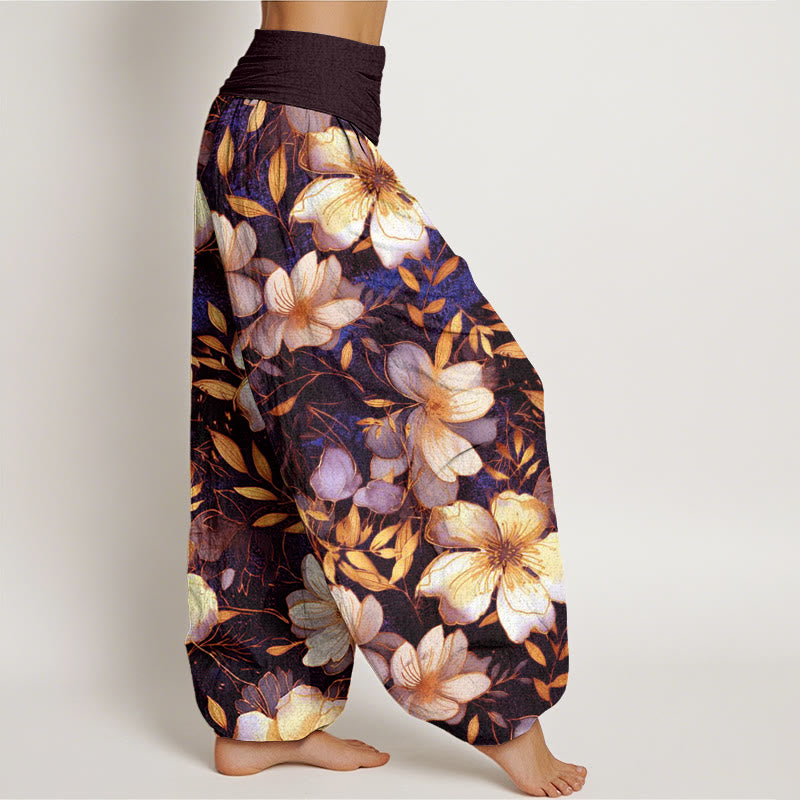 Buddha Stones Cremeweiße Blumen Muster Design Damen Haremshose mit elastischer Taille - image 7