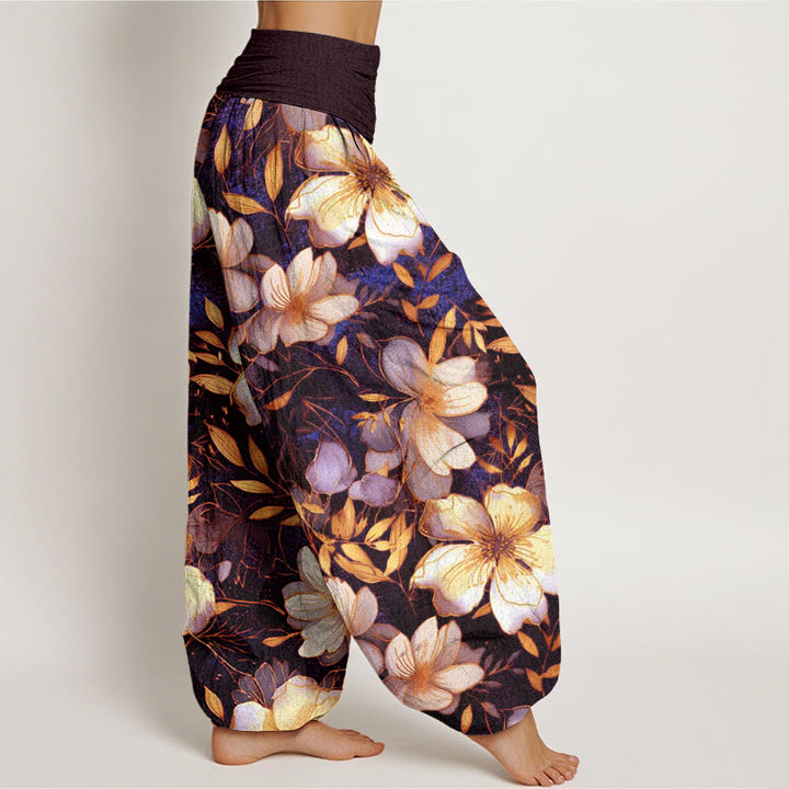 Buddha Stones Cremeweiße Blumen Muster Design Damen Haremshose mit elastischer Taille - image 7