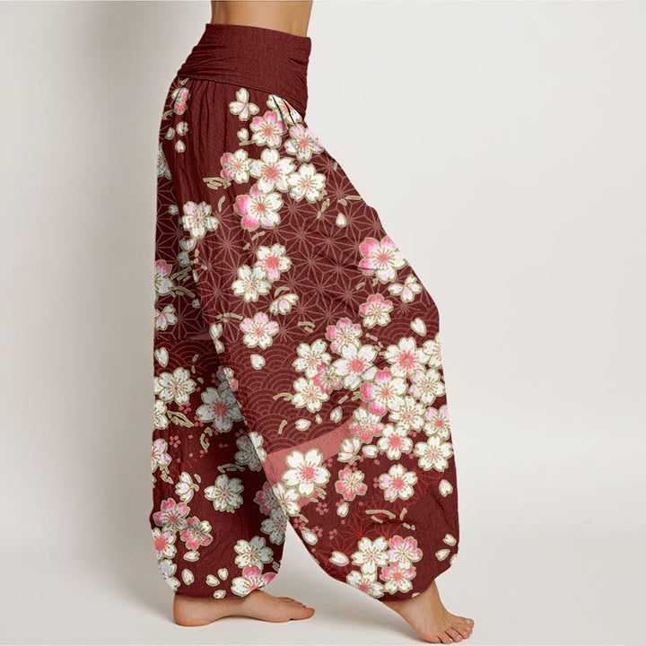 Buddha Stones, rosa Kirschblüten, sechszackige Sterne, Musterdesign, elastische Taillen-Haremshose für Damen - image 3