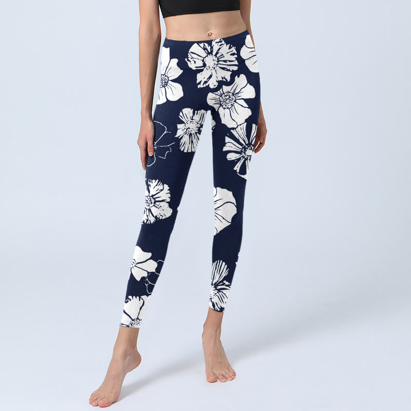 Buddha Stones, große weiße Blütenblätter, Pflanzen, Musterdruck, Gym-Leggings, Damen-Yogahose - image 6