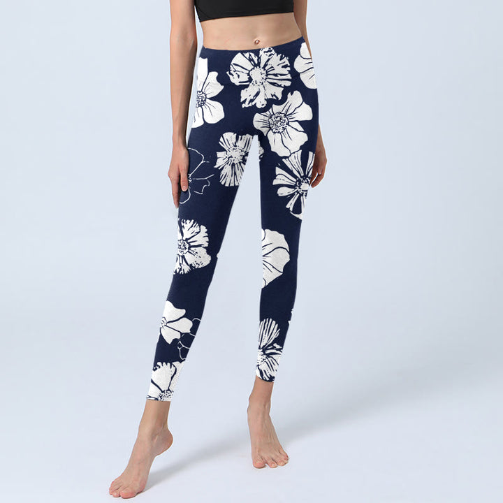 Buddha Stones, große weiße Blütenblätter, Pflanzen, Musterdruck, Gym-Leggings, Damen-Yogahose - image 6