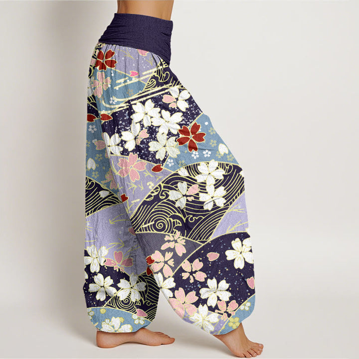 Buddha Stones , bunte Blumen, fächerförmiges Musterdesign, Haremshose für Damen mit elastischer Taille - image 10