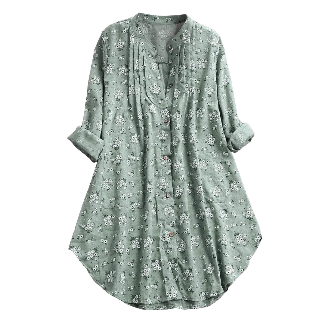 Buddha Stones Florals Knöpfe Langarm Baumwolle Damen Shirt - image 2