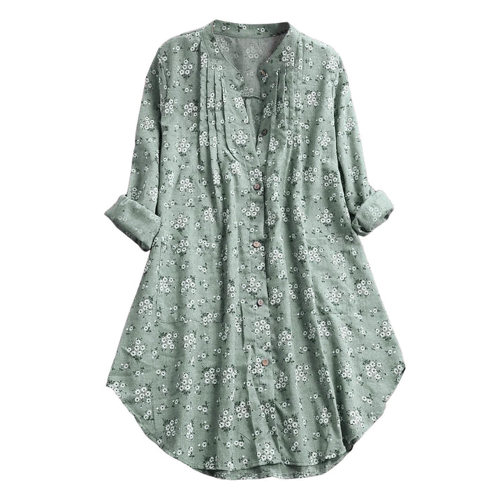Buddha Stones Florals Knöpfe Langarm Baumwolle Damen Shirt - image 2