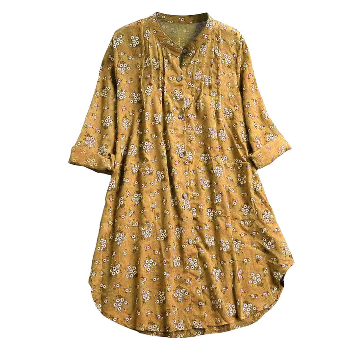 Buddha Stones Florals Knöpfe Langarm Baumwolle Damen Shirt - image 5