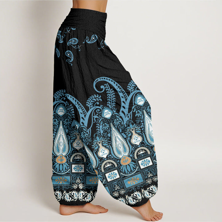Buddha Stones Damen Haremshose mit Paisley-Blumenmuster und elastischer Taille - image 3