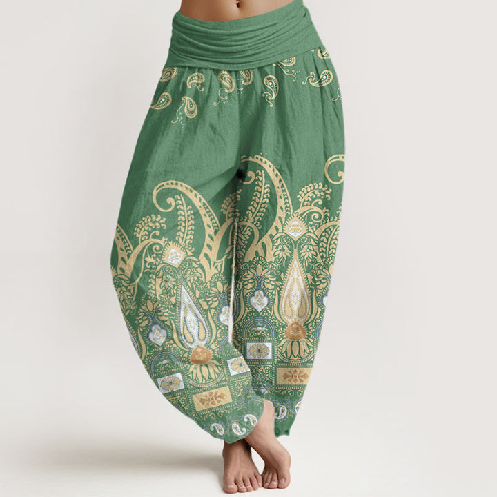 Buddha Stones Damen Haremshose mit Paisley-Blumenmuster und elastischer Taille - MittelMeergrün - US22， UK/AU26，EU54 (6XL) - image 5