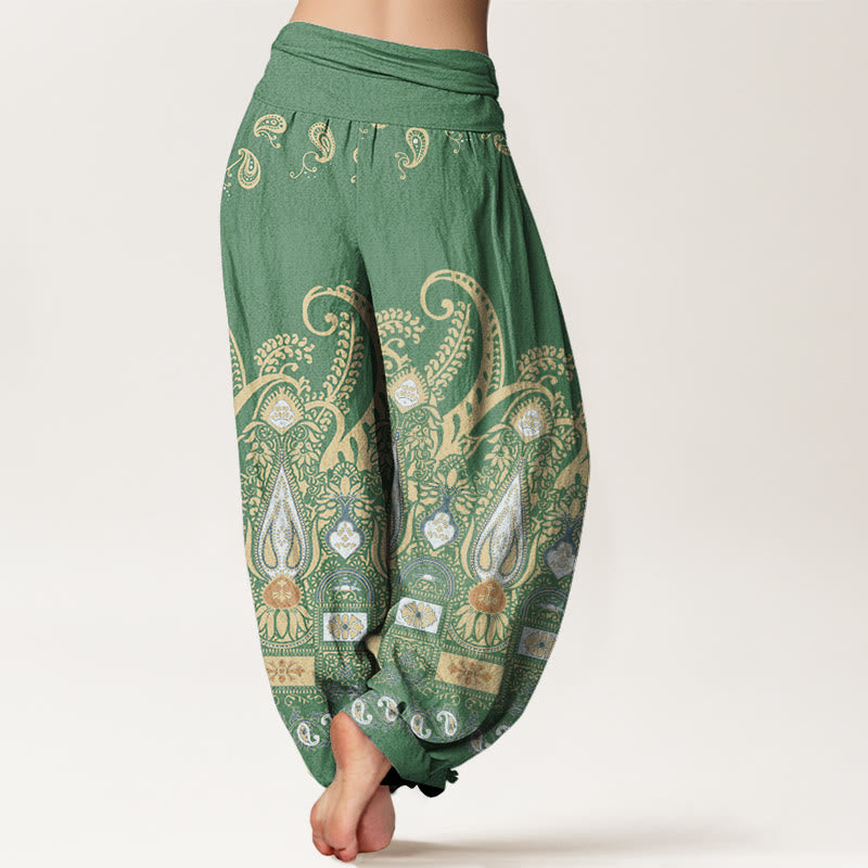 Buddha Stones Damen Haremshose mit Paisley-Blumenmuster und elastischer Taille - image 6