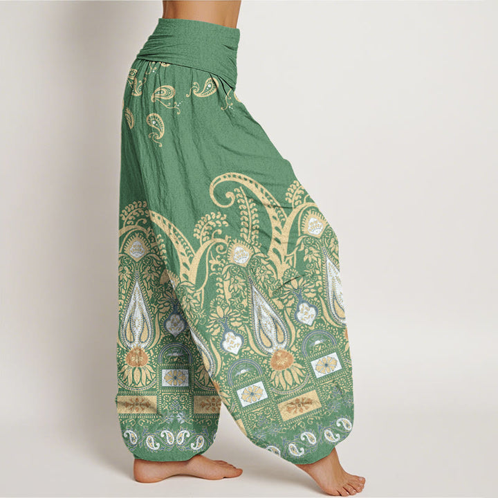 Buddha Stones Damen Haremshose mit Paisley-Blumenmuster und elastischer Taille - image 7