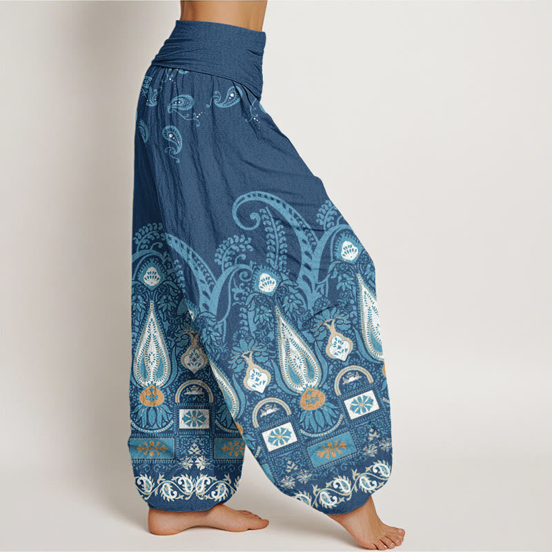 Buddha Stones Damen Haremshose mit Paisley-Blumenmuster und elastischer Taille - image 10