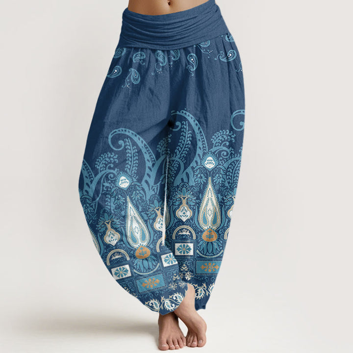 Buddha Stones Damen Haremshose mit Paisley-Blumenmuster und elastischer Taille - Dunkelblau - US22， UK/AU26，EU54 (6XL) - image 8
