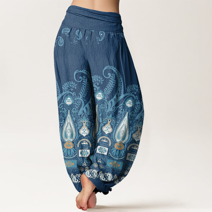 Buddha Stones Damen Haremshose mit Paisley-Blumenmuster und elastischer Taille - image 9