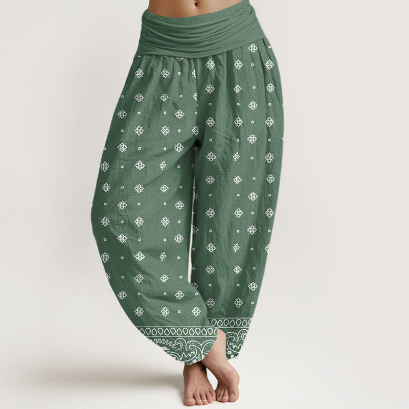 Buddha Stones Paisley Geometrisches Muster Damen Haremshose mit elastischer Taille - MittelMeergrün - US22， UK/AU26，EU54 (6XL) - image 1
