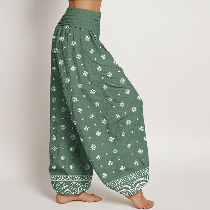 Buddha Stones Paisley Geometrisches Muster Damen Haremshose mit elastischer Taille