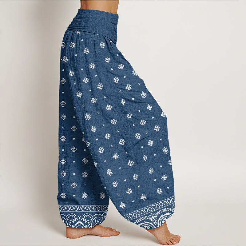 Buddha Stones Paisley Geometrisches Muster Damen Haremshose mit elastischer Taille