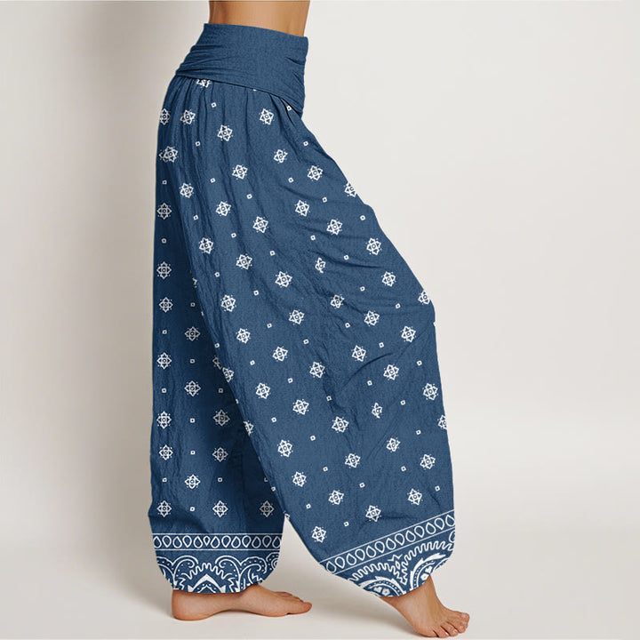 Buddha Stones Paisley Geometrisches Muster Damen Haremshose mit elastischer Taille