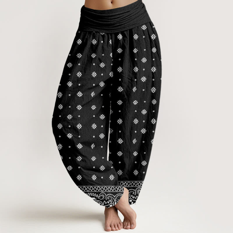 Buddha Stones Paisley Geometrisches Muster Damen Haremshose mit elastischer Taille - Schwarz - US22， UK/AU26，EU54 (6XL) - image 8