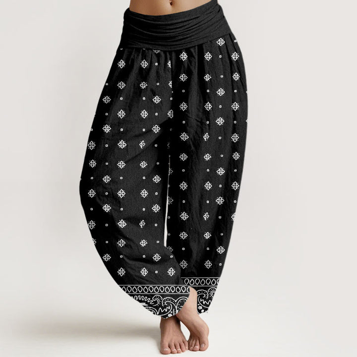 Buddha Stones Paisley Geometrisches Muster Damen Haremshose mit elastischer Taille - Schwarz - US22， UK/AU26，EU54 (6XL) - image 8