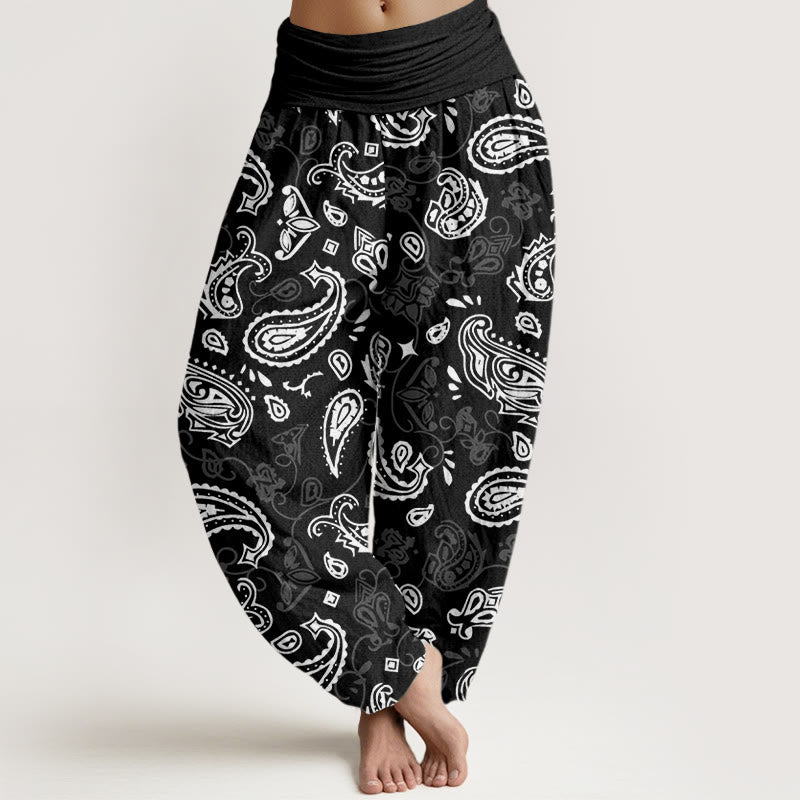 Buddha Stones Lässige Haremshose für Damen mit Paisley-Muster und elastischer Taille - Schwarz - US22， UK/AU26，EU54 (6XL) - image 1