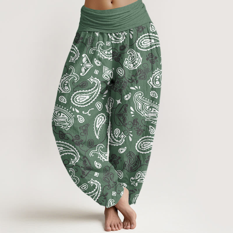 Buddha Stones Lässige Haremshose für Damen mit Paisley-Muster und elastischer Taille - MittelMeergrün - US22， UK/AU26，EU54 (6XL) - image 5