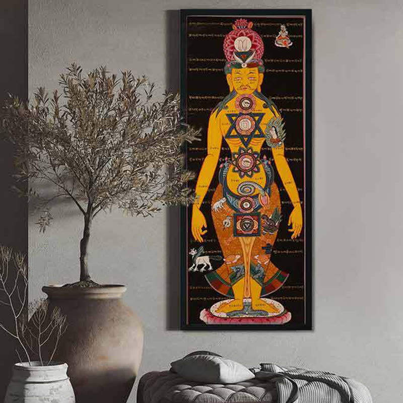 Buddha Stones, tibetisches Thangka-Gemälde, heilende, handgefertigte Dekoration (zufälliger Stil)