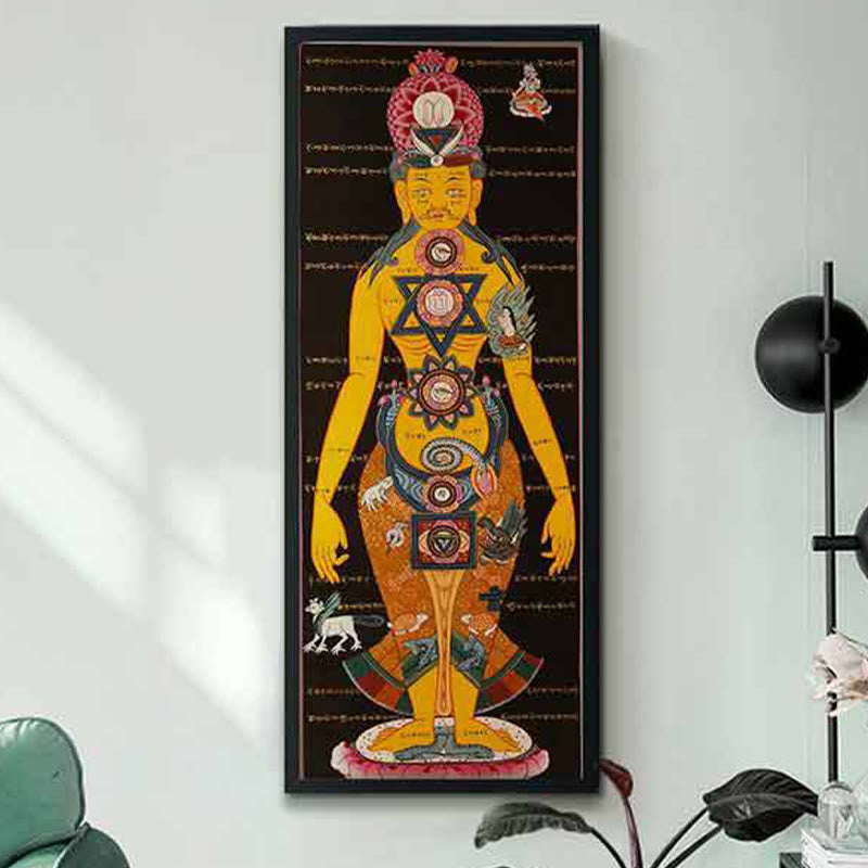 Buddha Stones, tibetisches Thangka-Gemälde, heilende, handgefertigte Dekoration (zufälliger Stil)