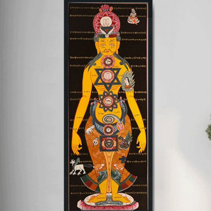 Buddha Stones, tibetisches Thangka-Gemälde, heilende, handgefertigte Dekoration (zufälliger Stil)