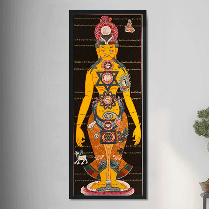 Buddha Stones, tibetisches Thangka-Gemälde, heilende, handgefertigte Dekoration (zufälliger Stil)
