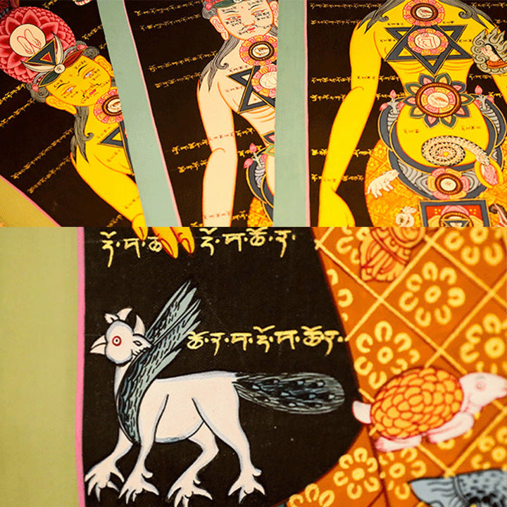 Buddha Stones, tibetisches Thangka-Gemälde, heilende, handgefertigte Dekoration (zufälliger Stil)
