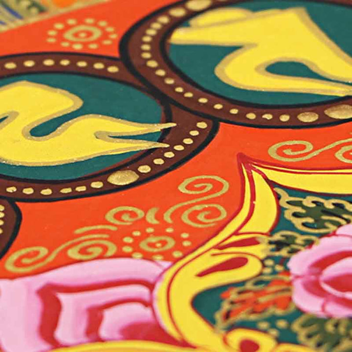 Buddha Stones, tibetisches Thangka-Gemälde, Om Mani Padme Hum, Schrift, handgefertigte Dekoration (zufälliger Stil) - image 18