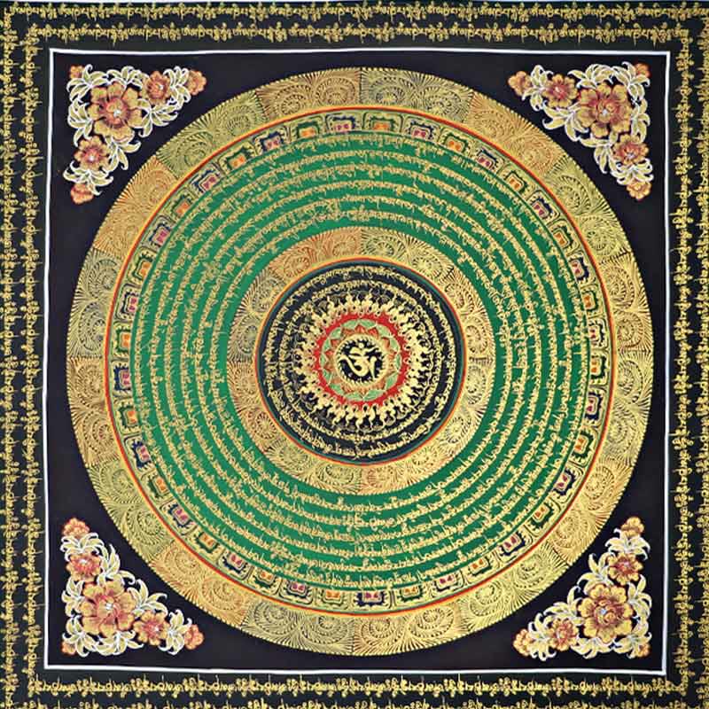 Buddha Stones, tibetisches Thangka-Gemälde, Om Mani Padme Hum, Schrift, handgefertigte Dekoration (zufälliger Stil)