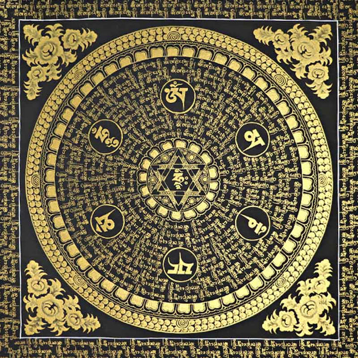 Buddha Stones, tibetisches Thangka-Gemälde, Om Mani Padme Hum, Schrift, handgefertigte Dekoration (zufälliger Stil)