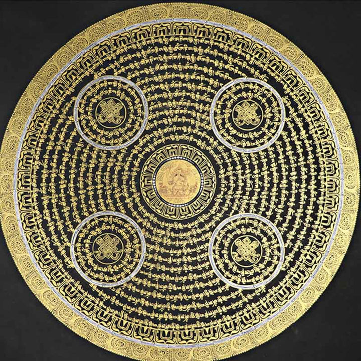 Buddha Stones, tibetisches Thangka-Gemälde, Om Mani Padme Hum, Schrift, handgefertigte Dekoration (zufälliger Stil) - image 13