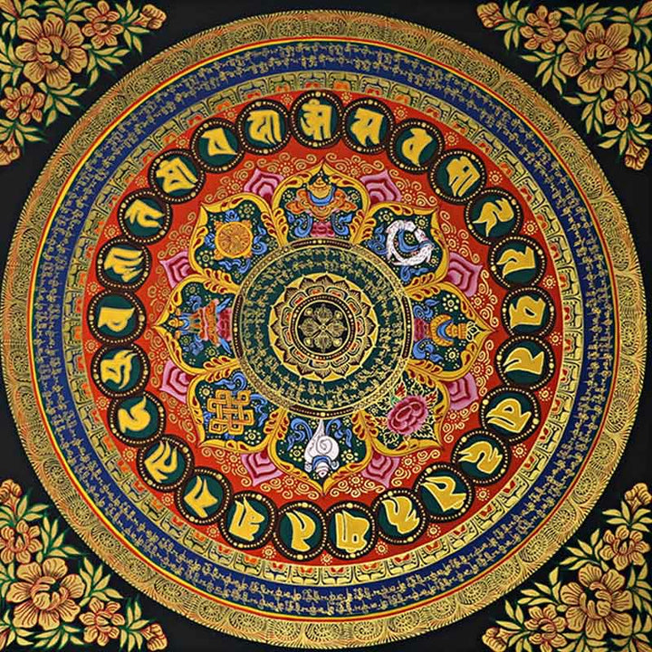 Buddha Stones, tibetisches Thangka-Gemälde, Om Mani Padme Hum, Schrift, handgefertigte Dekoration (zufälliger Stil)