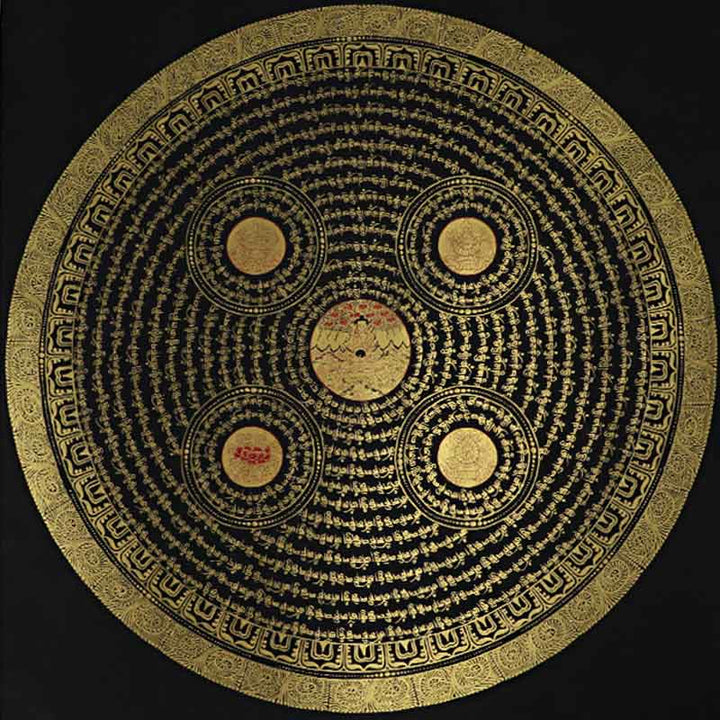 Buddha Stones, tibetisches Thangka-Gemälde, Om Mani Padme Hum, Schrift, handgefertigte Dekoration (zufälliger Stil) - image 10