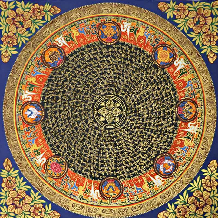 Buddha Stones, tibetisches Thangka-Gemälde, Om Mani Padme Hum, Schrift, handgefertigte Dekoration (zufälliger Stil) - image 15