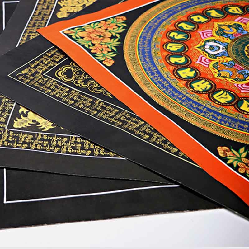 Buddha Stones, tibetisches Thangka-Gemälde, Om Mani Padme Hum, Schrift, handgefertigte Dekoration (zufälliger Stil) - image 17