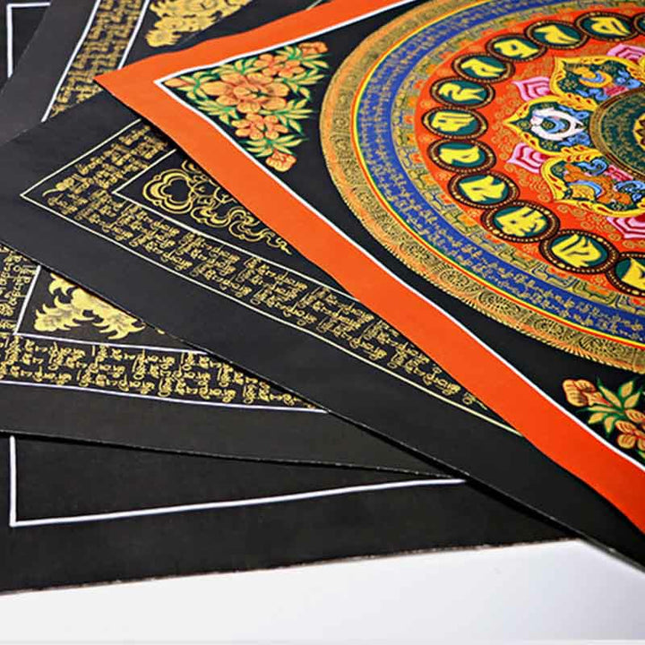 Buddha Stones, tibetisches Thangka-Gemälde, Om Mani Padme Hum, Schrift, handgefertigte Dekoration (zufälliger Stil) - image 17