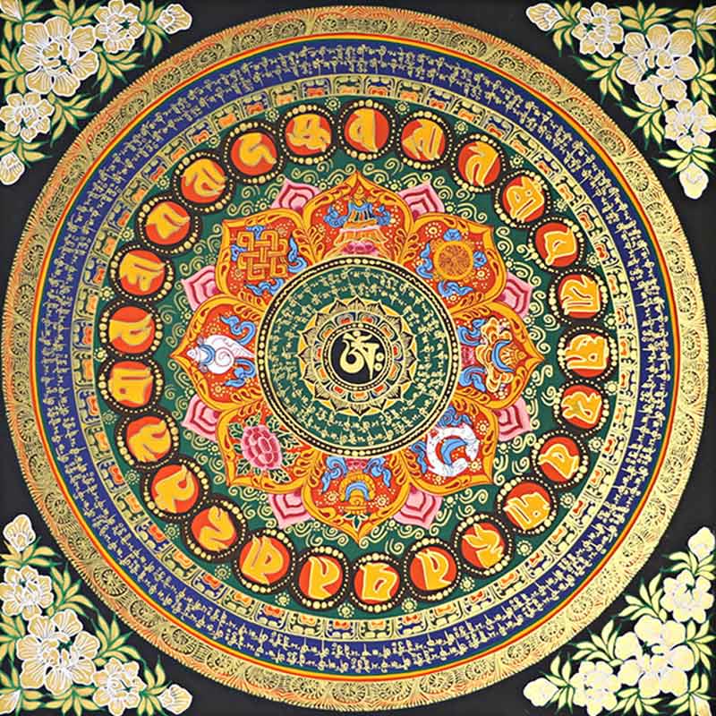 Buddha Stones, tibetisches Thangka-Gemälde, Om Mani Padme Hum, Schrift, handgefertigte Dekoration (zufälliger Stil)