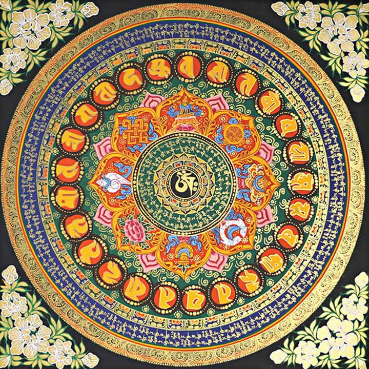 Buddha Stones, tibetisches Thangka-Gemälde, Om Mani Padme Hum, Schrift, handgefertigte Dekoration (zufälliger Stil)
