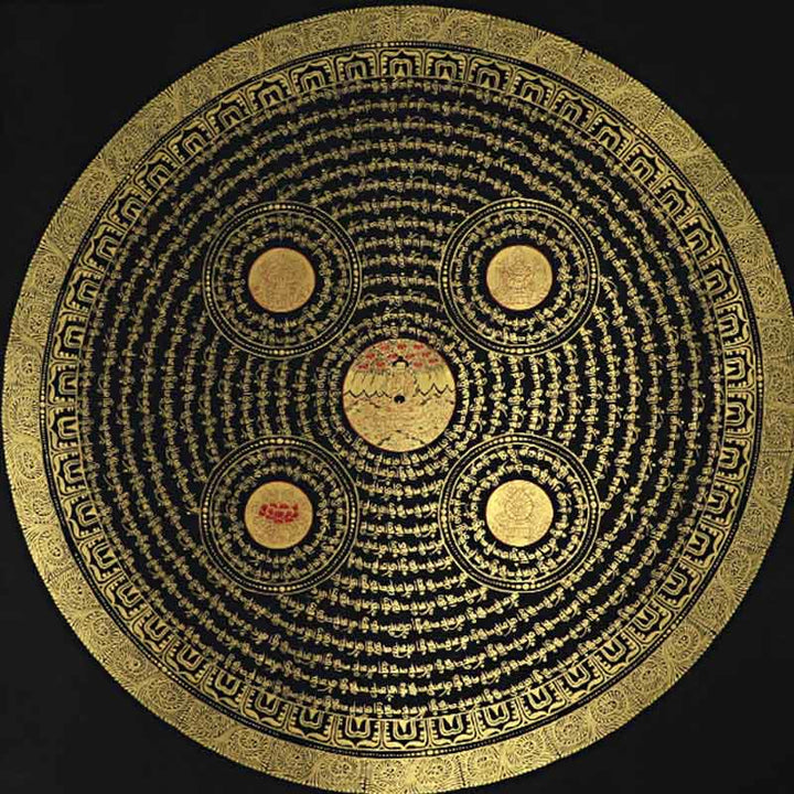 Buddha Stones, tibetisches Thangka-Gemälde, Om Mani Padme Hum, Schrift, handgefertigte Dekoration (zufälliger Stil)