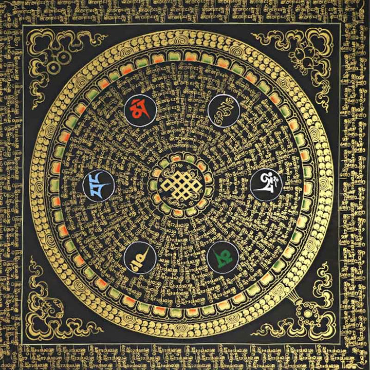 Buddha Stones, tibetisches Thangka-Gemälde, Om Mani Padme Hum, Schrift, handgefertigte Dekoration (zufälliger Stil)