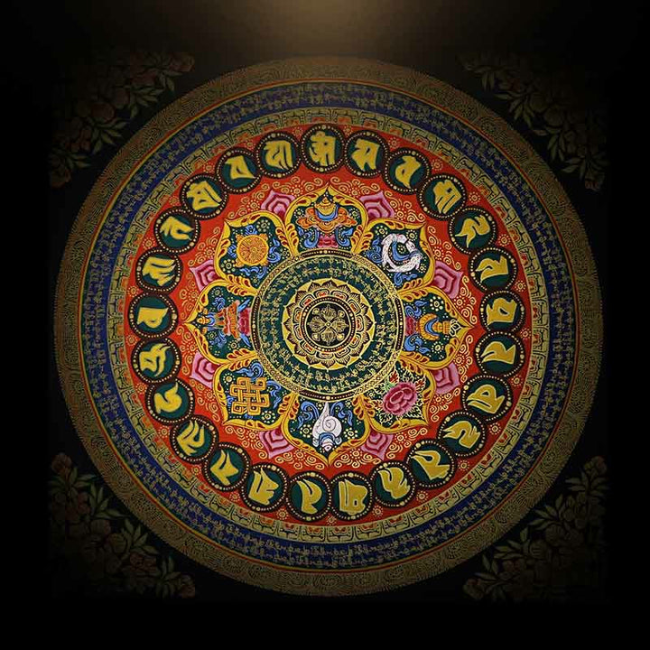 Buddha Stones, tibetisches Thangka-Gemälde, Om Mani Padme Hum, Schrift, handgefertigte Dekoration (zufälliger Stil) - image 24