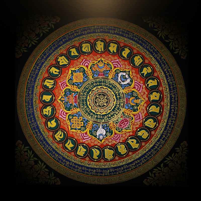 Buddha Stones, tibetisches Thangka-Gemälde, Om Mani Padme Hum, Schrift, handgefertigte Dekoration (zufälliger Stil)
