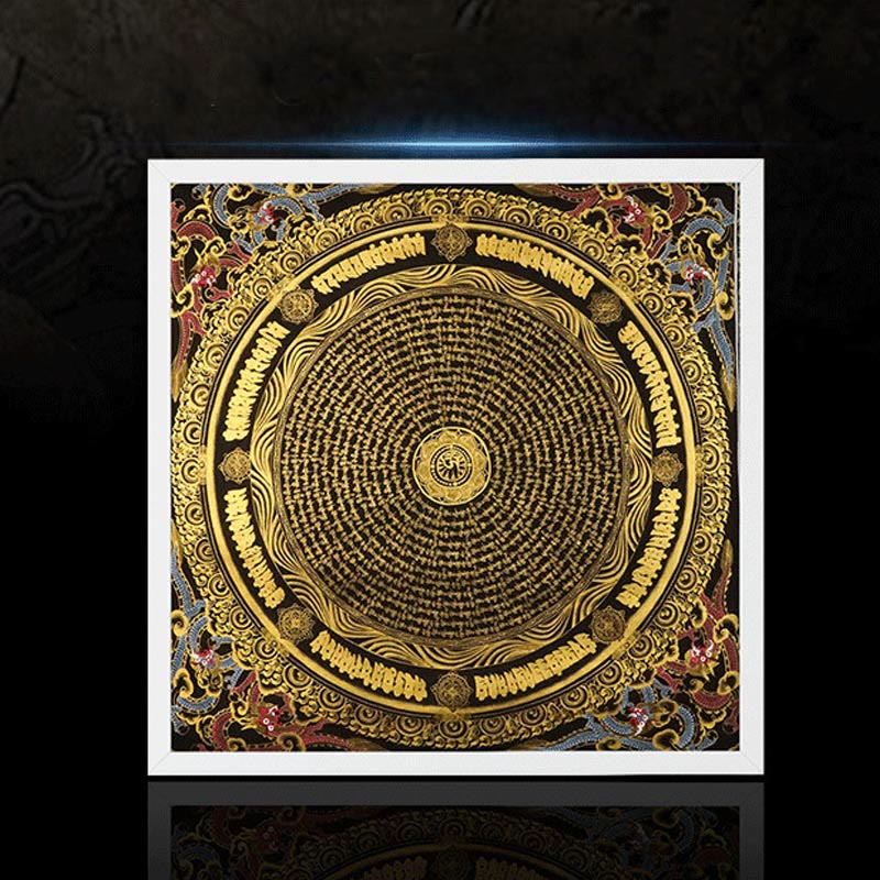 Buddha Stones, tibetisches Thangka-Gemälde, Om Mani Padme Hum, Drache, Phönix, Schrift, handgefertigte Dekoration (zufälliger Stil)