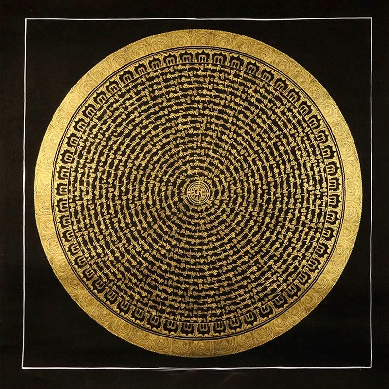 Buddha Stones, tibetisches Thangka-Gemälde, Om Mani Padme Hum, Drache, Phönix, Schrift, handgefertigte Dekoration (zufälliger Stil)