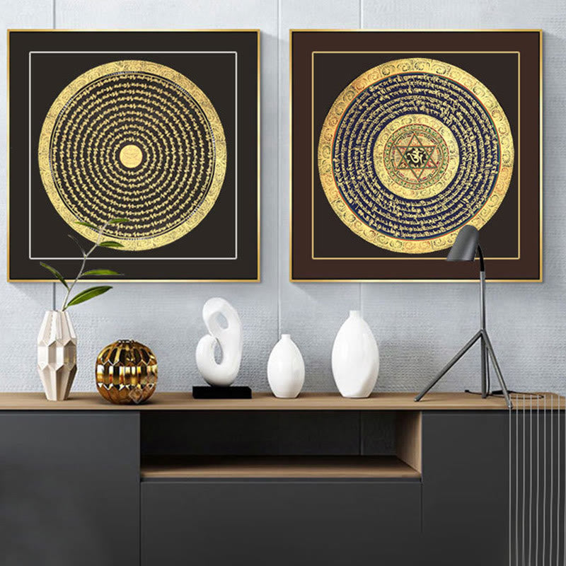 Buddha Stones, tibetisches Thangka-Gemälde, Sechs wahre Worte, Schrift, handgefertigte Dekoration, Blindbox (zufälliger Stil)