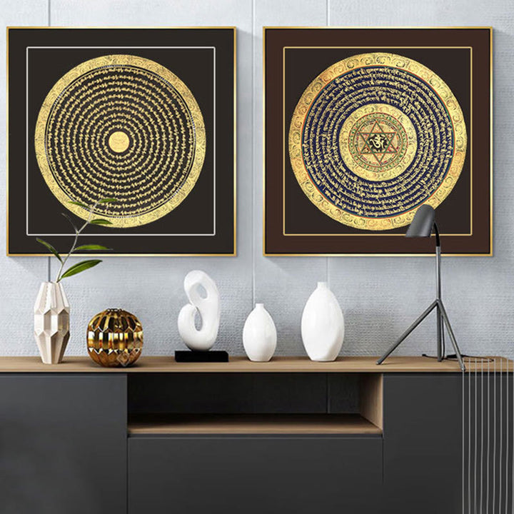 Buddha Stones, tibetisches Thangka-Gemälde, Sechs wahre Worte, Schrift, handgefertigte Dekoration, Blindbox (zufälliger Stil)