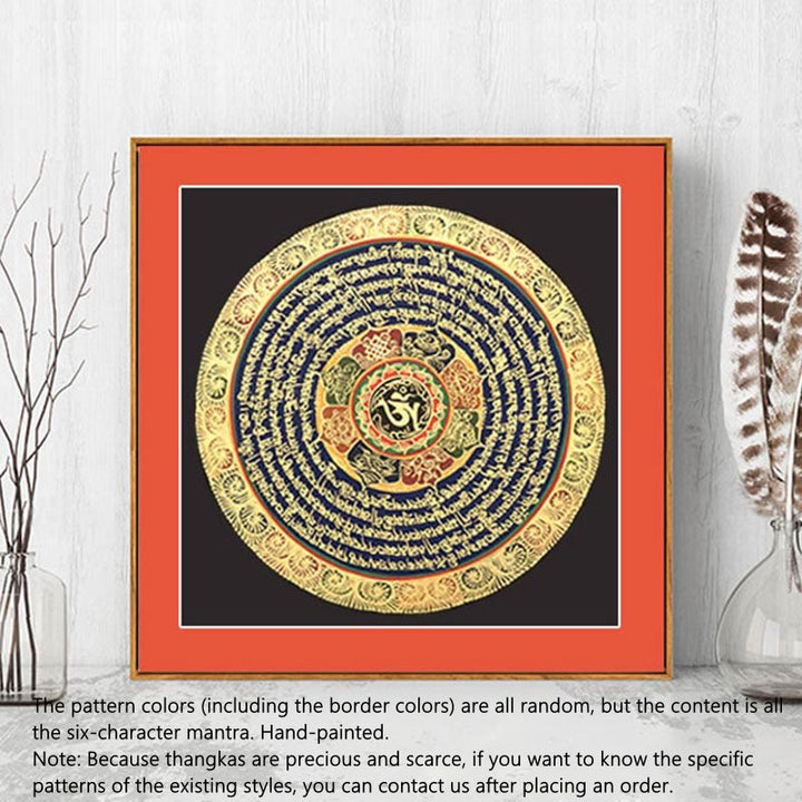Buddha Stones, tibetisches Thangka-Gemälde, Sechs wahre Worte, Schrift, handgefertigte Dekoration, Blindbox (zufälliger Stil)