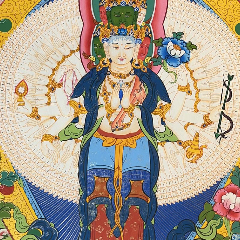 Buddha Stones, tibetisches Thangka-Gemälde, gelber Gott des Reichtums, grüne Tara, Avalokitesvara, handgefertigte Dekoration, Blindbox (zufälliger Stil)